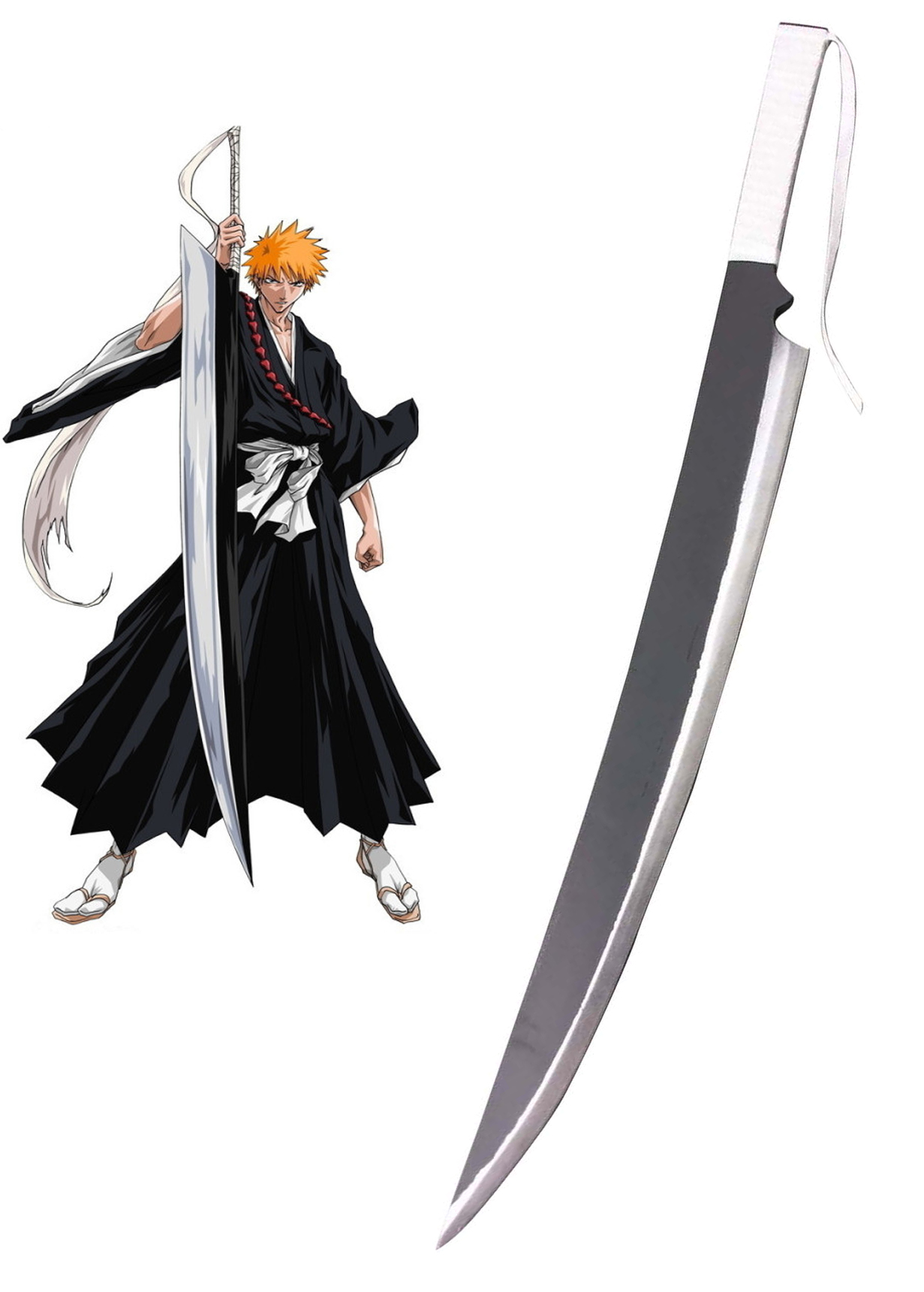 Bleach Ichigo Kurosaki Zanpakutou Zangetsu Cosplay Wooden Weapons